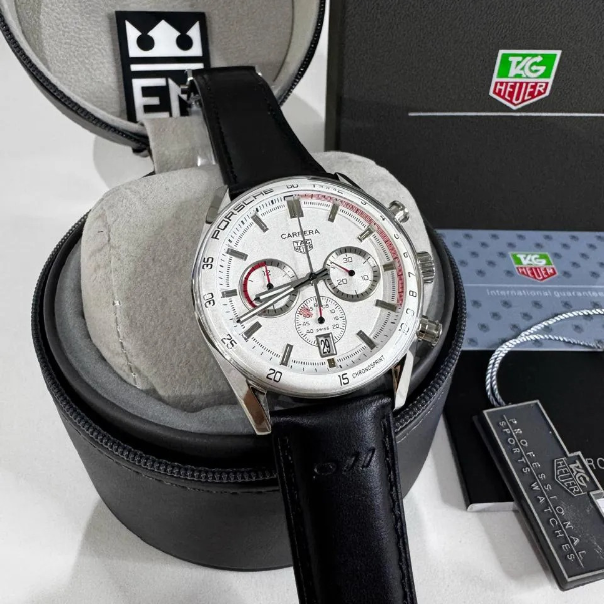 TH Carrera Chronosprint – Silver/Black – Leather Strap