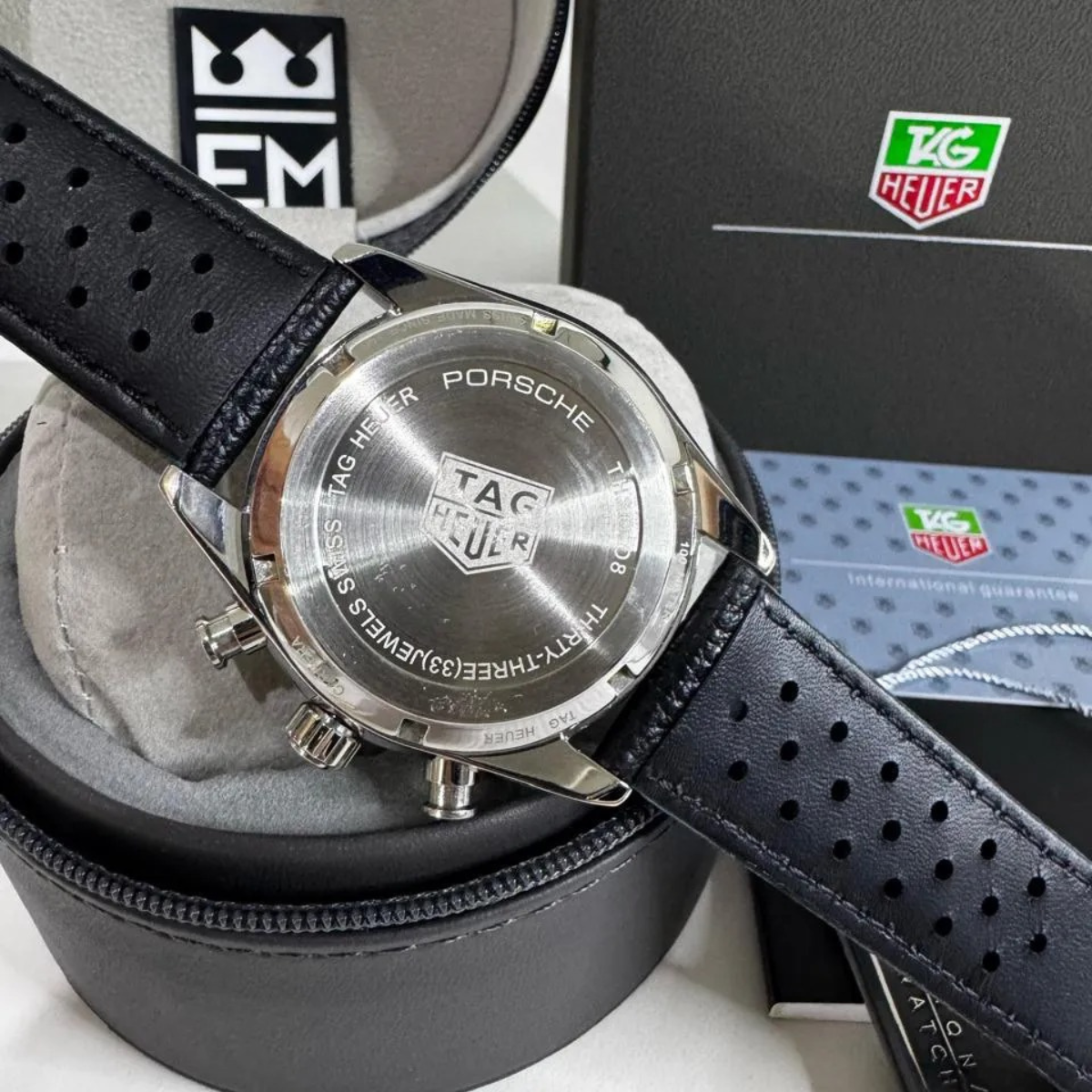 TH Carrera Chronograph – Black/Silver – Leather Strap